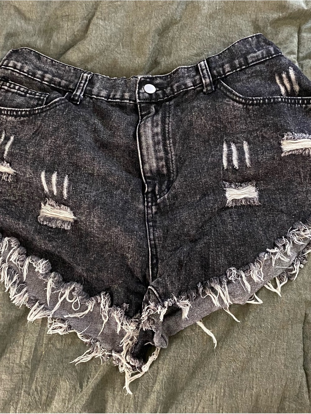 Black/Charcoal Gray Denim Shorts